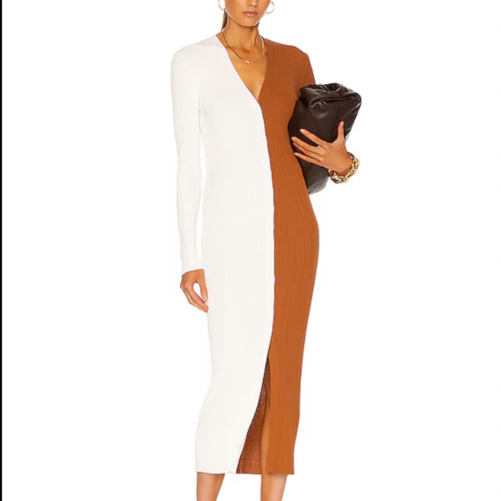 STAUD Shoko Colorblock Sweater Dress Long Cardigan NWOT Size S